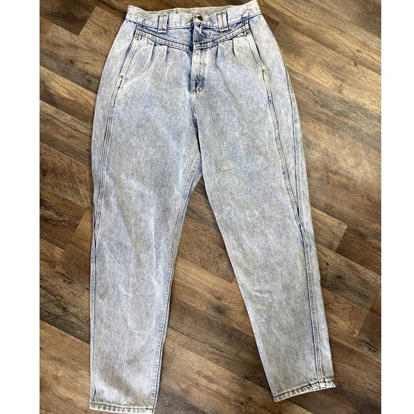 Vintage 80's Lee Acid Wash High Waisted Tapered Leg Denim Jeans - Picture 1 of 7
